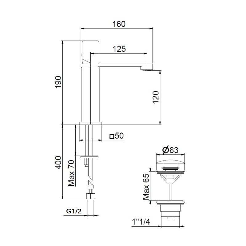 Смеситель для раковины Webert ONE-X OX830102015, хром/сталь