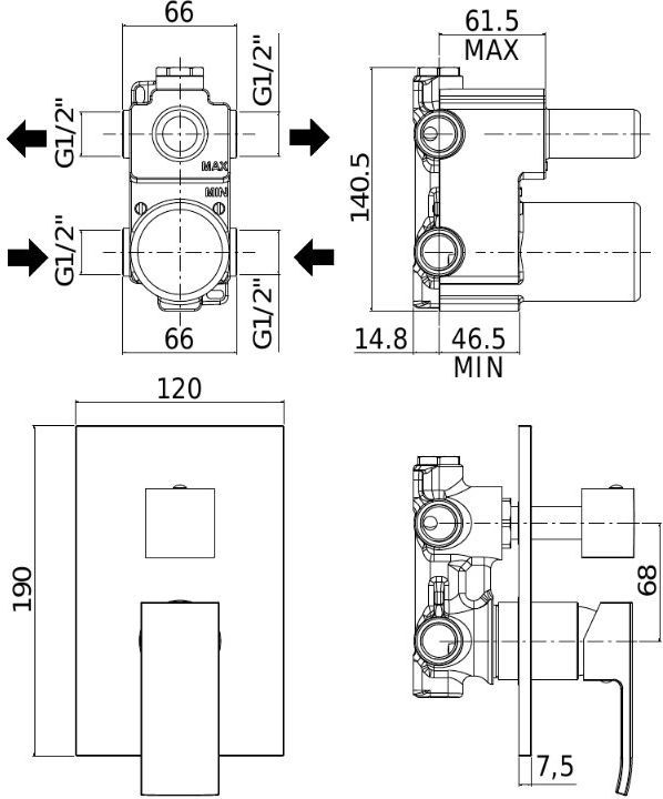 Набор смесителей Paffoni Elle EL071CR/EL018CR/ZSOF075CR