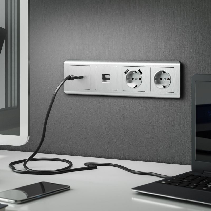 Накладка  для розетки USB (cеребряный рифленый) Werkel W1179509 фото 2