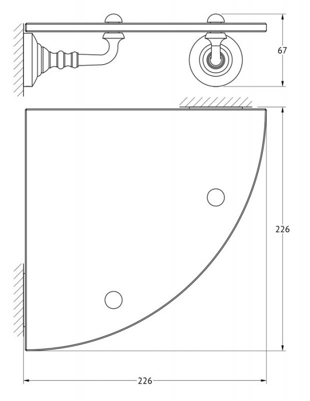 Полка угловая с держателями 22 cm 3SC Stilmar STI 218 (золото)