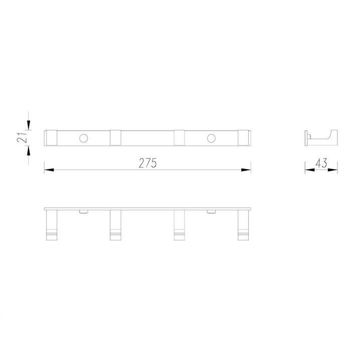 Крючок четверной OMNIRES 27,5 см UN10140/KCR (хром)