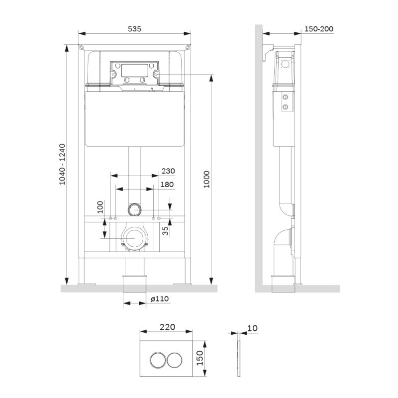 Инсталляция для унитаза AM.PM I012707.0101 с клавишей ProC L белый глянец, механика фото 2