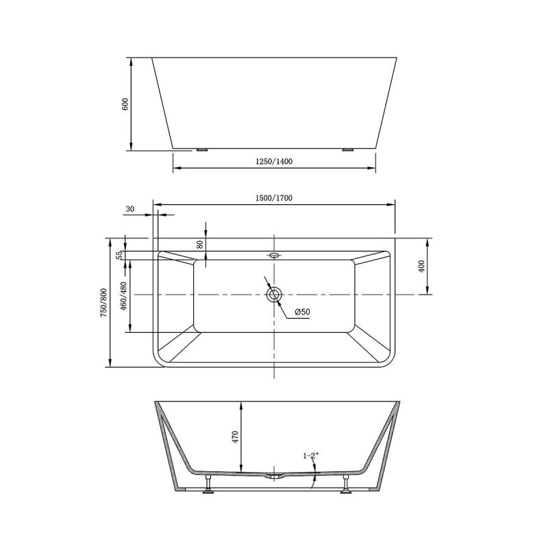 Акриловая ванна Vincea VBT-425-1700 170х80 см.