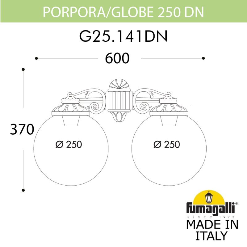 Светильник уличный настенный Fumagalli GLOBE 250 черный, дымчатый G25.141.000.AZF1RDN фото 2