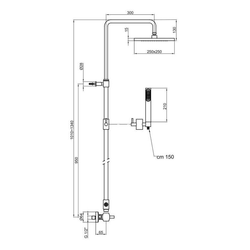 Душевая система Webert Azeta AZ870110015METAL, хром глянцевый