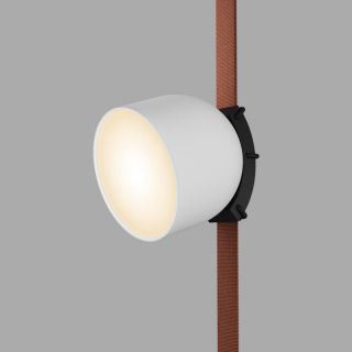 Поворотный светильник Denkirs Spot для трека-ремня Belty D100*H107мм, 48V DC, 12W, RA90, 120°, 3000K, IP20, белый с черным, алюминий DK5543-WH+BK