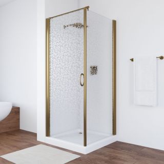 Душевой уголок Vegas Glass EP-Fis 80 05 R03 L, 80х80 см, профиль бронзовый, стекло с узором