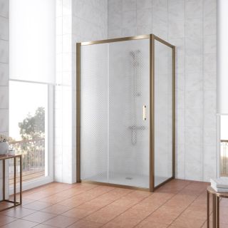 Душевой уголок Vegas Glass ZP+ZPV 130х100 05 R04, профиль бронзовый, стекло с узором
