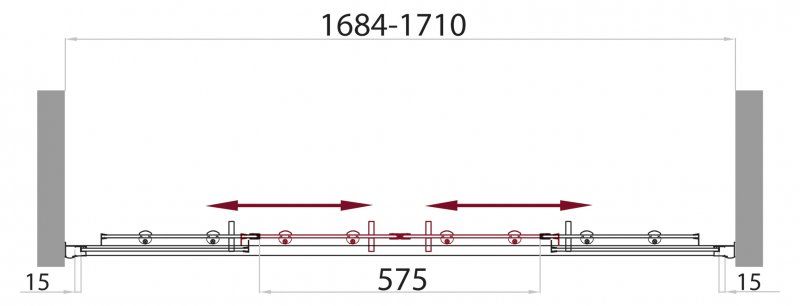 Душевая шторка на ванну BelBagno UNO-VF-2-170/145-P-Cr