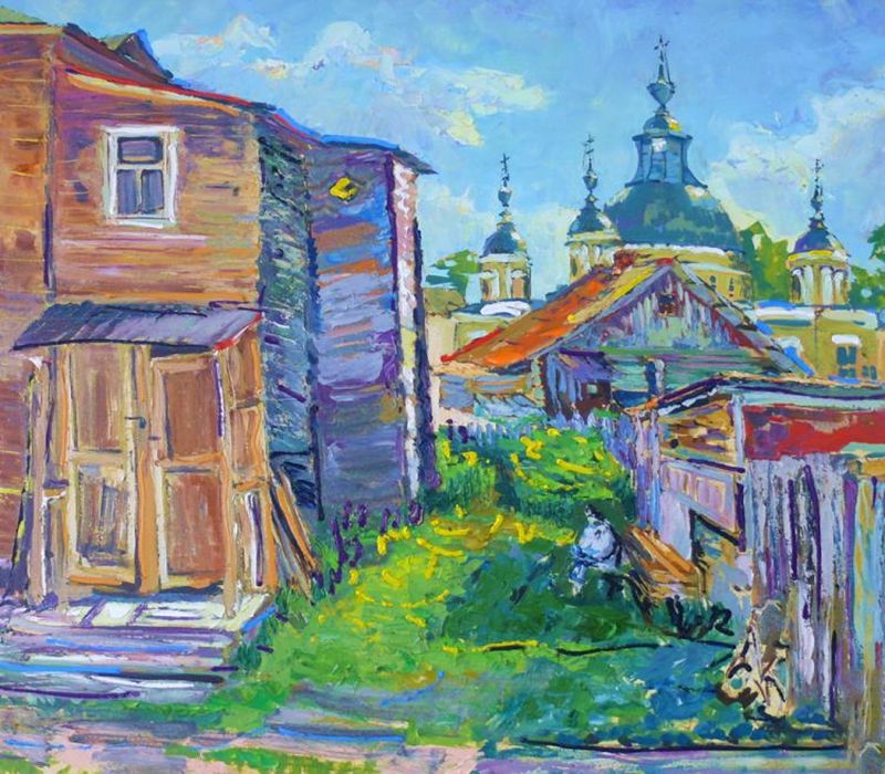 Картина "Двор, залитый светом" Аркадий Поляков