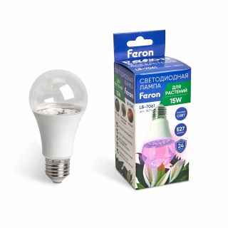 Лампа для растений FERON 15W E27 А60 LB-7060 38276