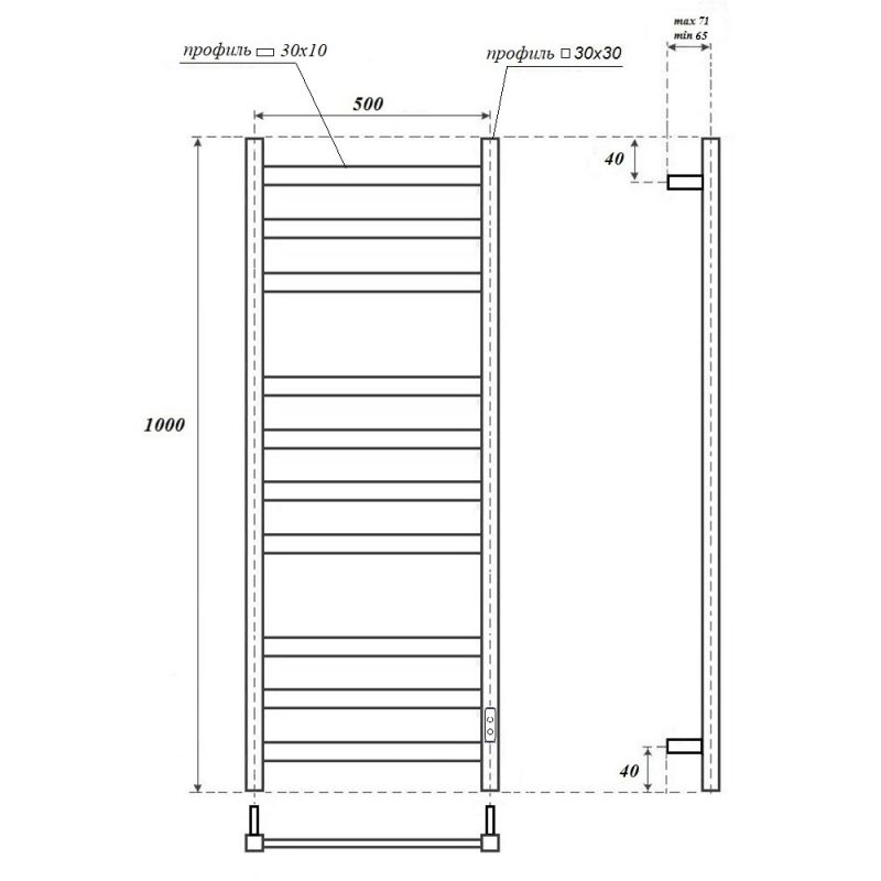 Полотенцесушитель электрический Point Меркурий PN83850 100x53 хром фото 2