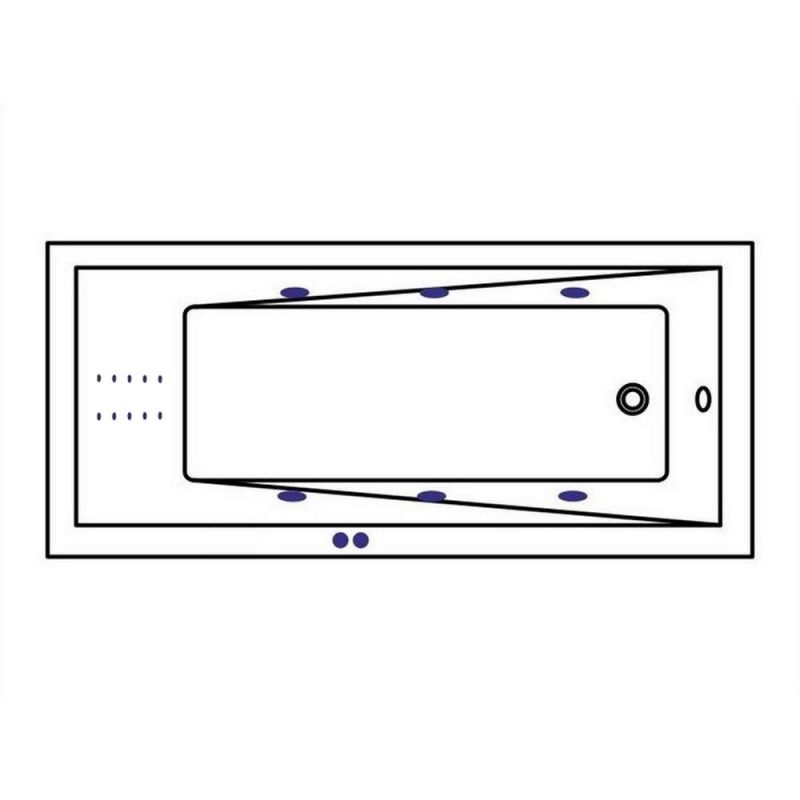 Акриловая ванна Whitecross Wave Slim 0111.160080.100.LINENANO.GL, с гидромассажем, 160x80 см