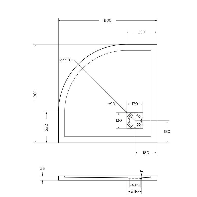 Душевой поддон BelBagno UNO TRAY-MR-UNO-R-80-550-35-W-CR, 80х80 см фото 3