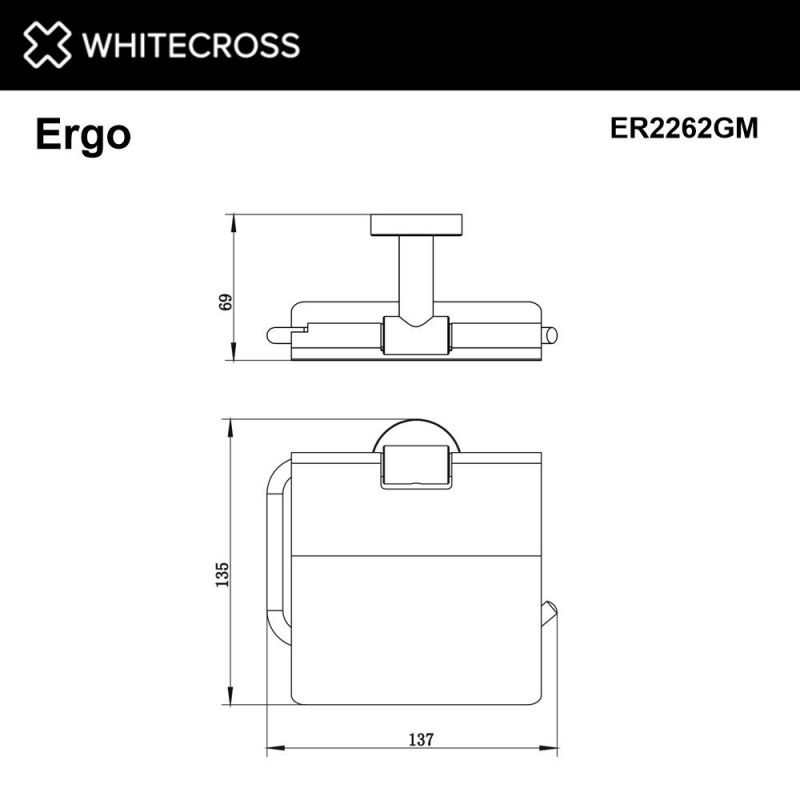 Держатель туалетной бумаги WHITECROSS Ergo ER2262GM, оружейная сталь