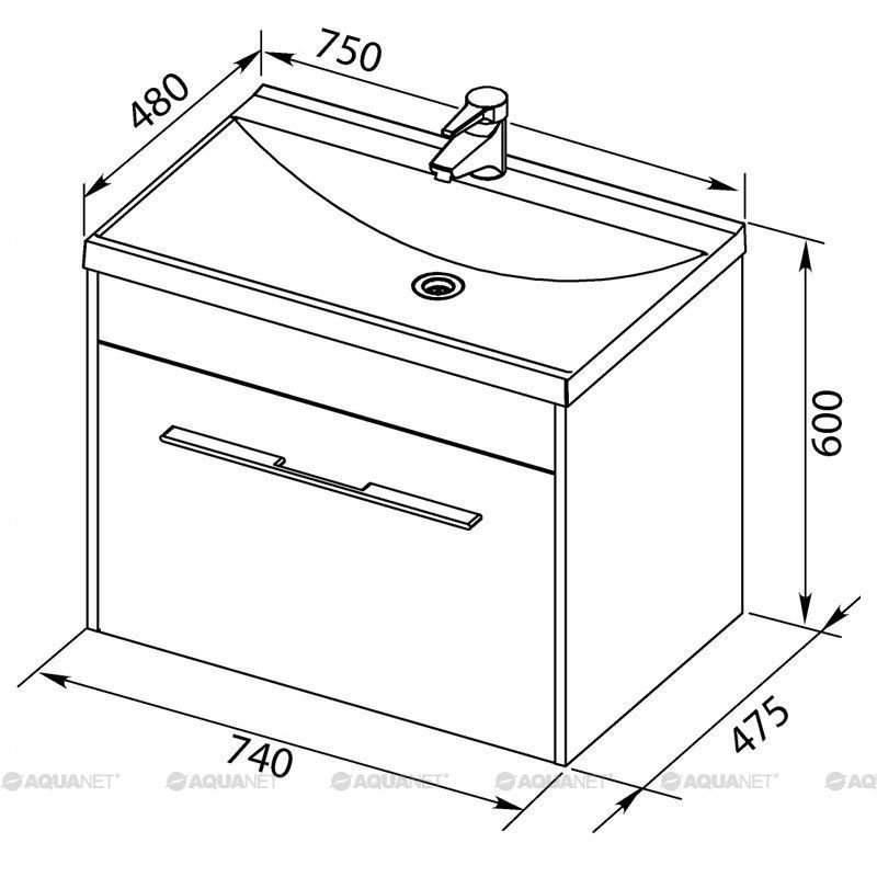Тумба с раковиной Aquanet Августа 75 белый 00225439