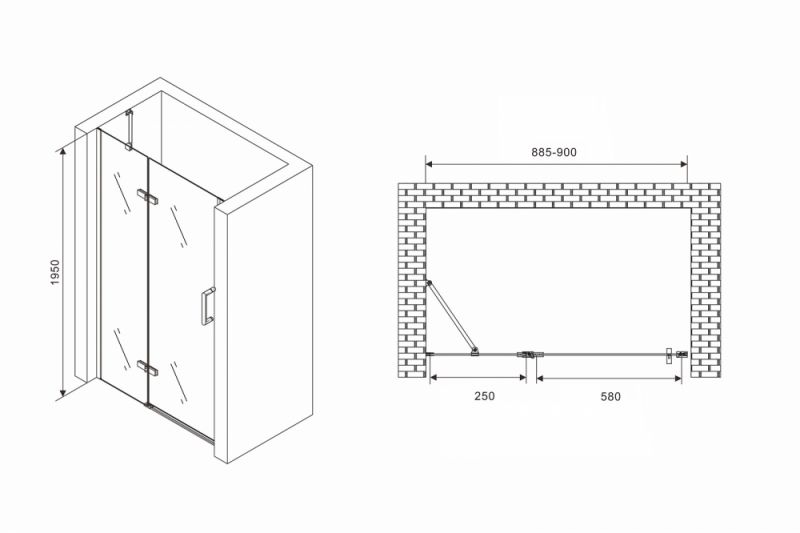 Душевая дверь ABBER Zart AG08090B 90 см.