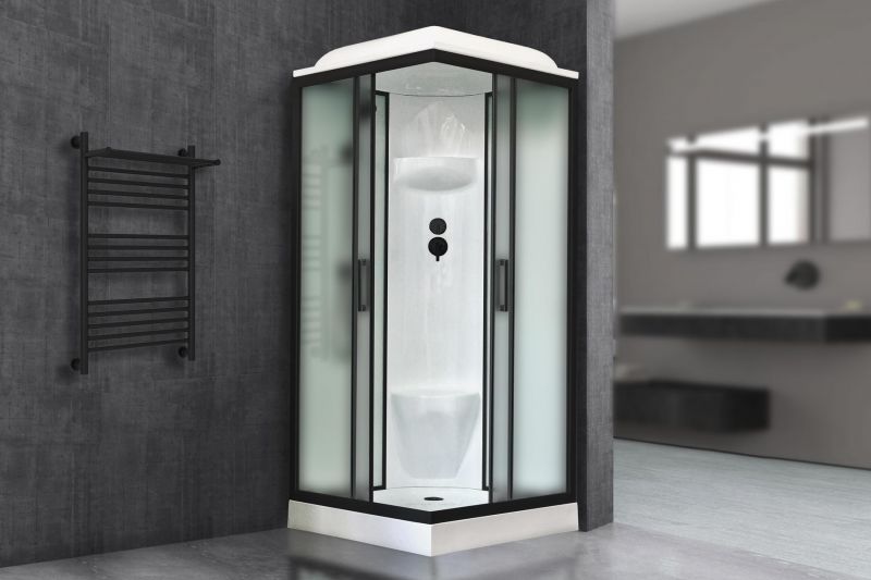 Душевая кабина Royal Bath HP RB90HP6-WC-BL стекло белое матовое/профиль черный фото 2