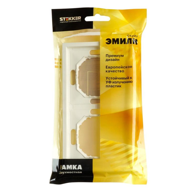 Рамка двухместная Stekker Эмили белый фарфор, soft touch  49885 фото 5