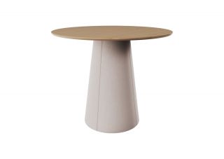 Стол Ellipsefurniture обеденный Lagom D 100 см (натуральный дуб / бежевый, кожа) TB011514102