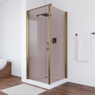 Душевой уголок Vegas Glass EP-Fis 80 05 05 R, 80х80 см, профиль бронзовый, стекло тонированное