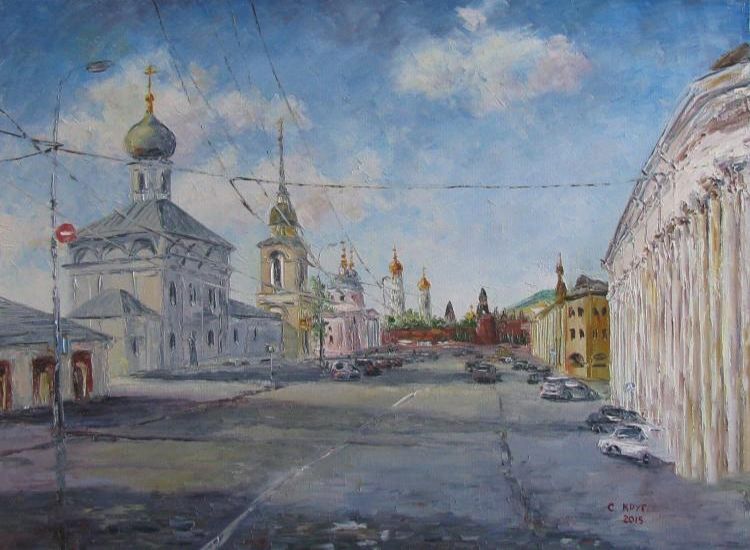 Картина "Церковь Максима Блаженного и Храм Варвары в Зарядье" Светлана Круглова
