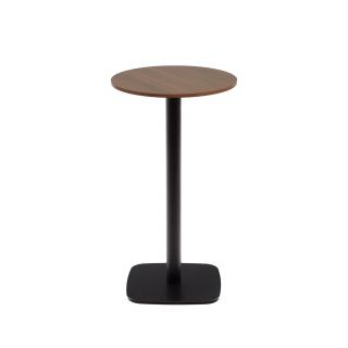 Высокий круглый стол La Forma (ex Julia Grup) Dina BD-2859755 из меламина с ореховой отделкой и черной металлической ножкой Ø60x96