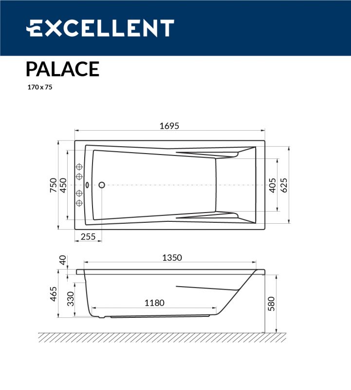 Акриловая ванна Excellent Palace WAEX.PAL17WH 170x75 фото 3