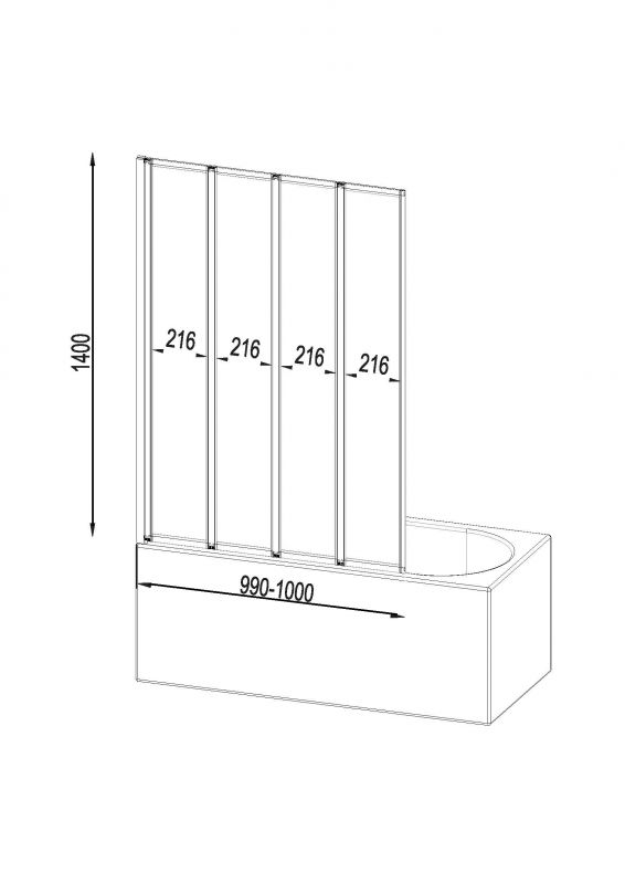 Душевая шторка на ванну AM.PM Like W80BS-100-140CT