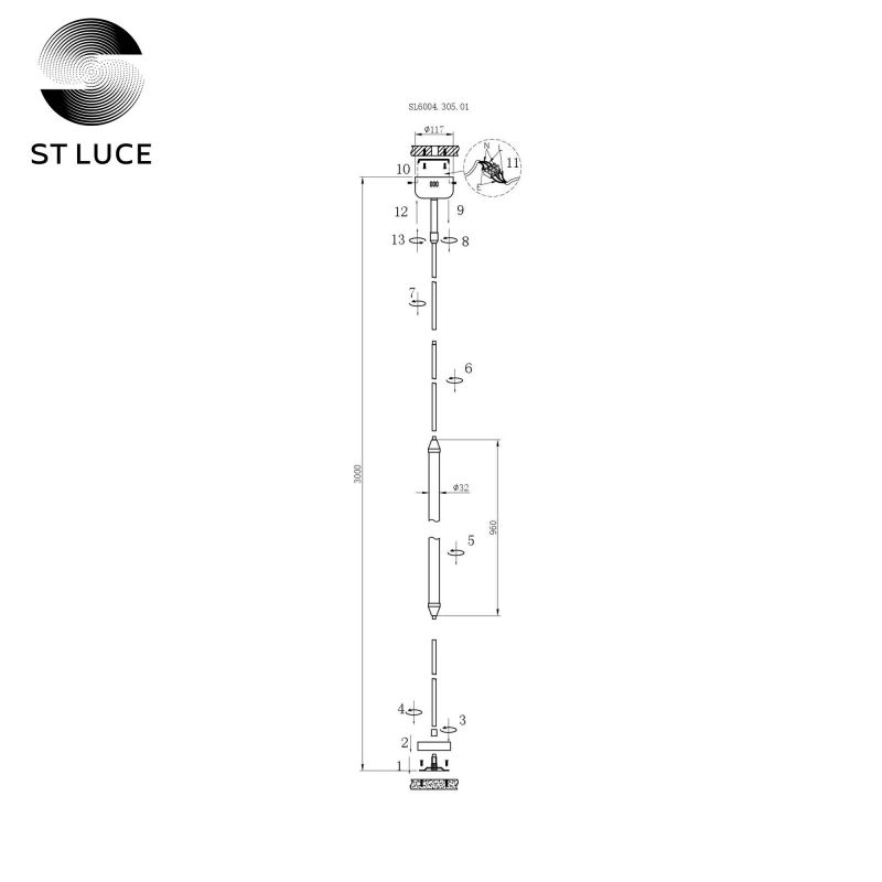 Торшер с креплением к потолку ST Luce Olbia SL6004.305.01