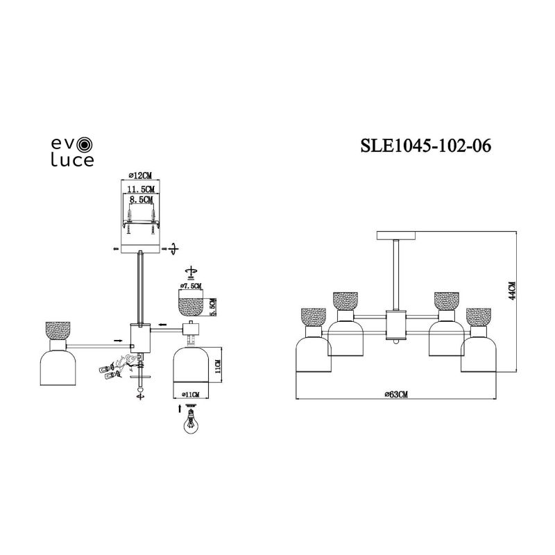 Люстра потолочная Evoluce VENTO SLE1045-102-06