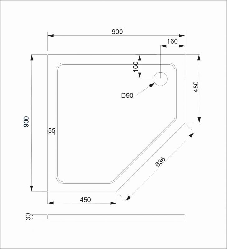 Душевой поддон Veconi Tezeo stone TZ12-90T-01-19C3 90x90