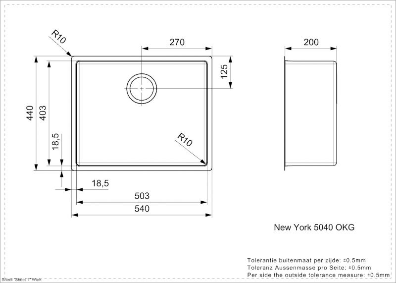 Кухонная мойка Reginox New York L 50x40 OKG matt 44321