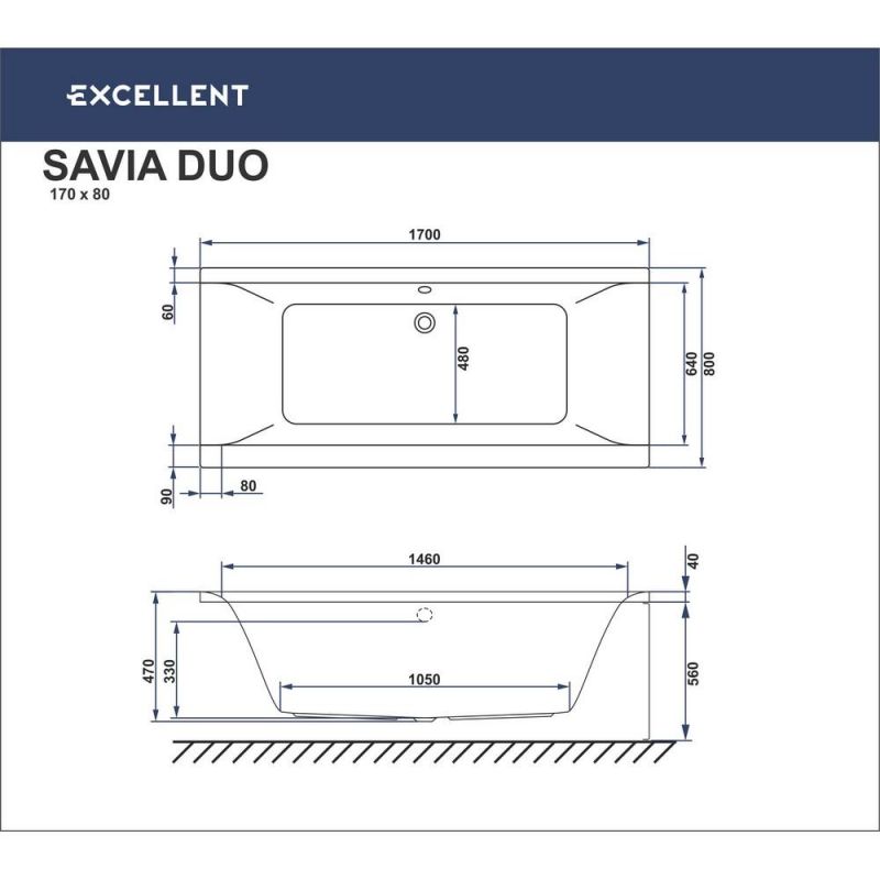 Акриловая ванна Excellent Savia Duo WAEX.SAD170.80.LINE.CR 170x80  с г/м, хром фото 3