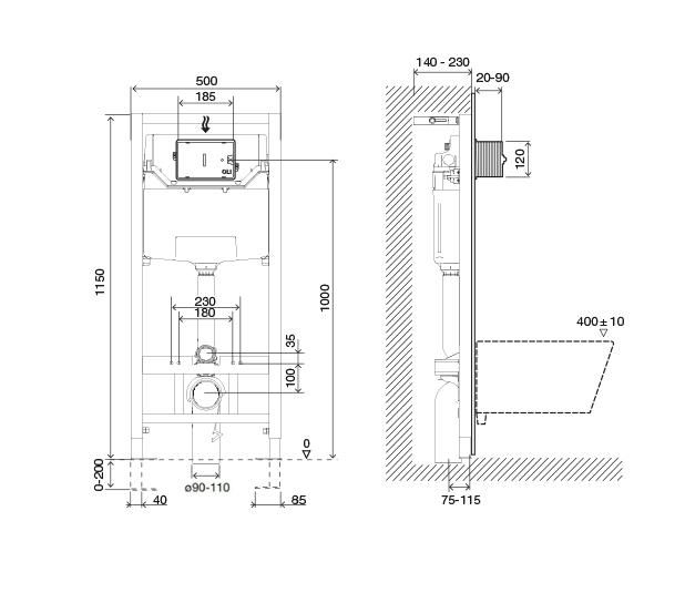 Инсталляция для унитаза Oli 120 ECO 879236mSL00 с клавишей смыва хром, механика