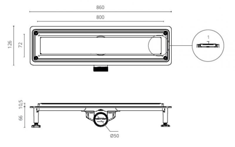 Душевой лоток CTESI FLOW LINE GOLD 80 см., золото BK4024550/1