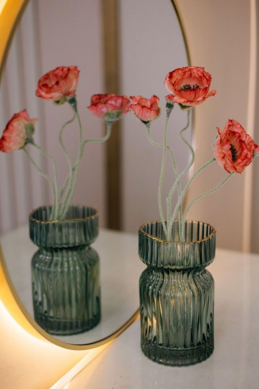 Декоративная ваза из рельефного стекла, 120x120x190, зеленый Fancy77