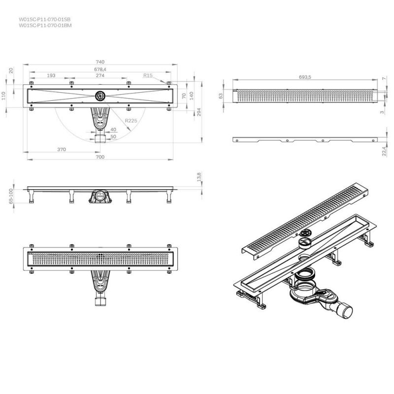 Душевой лоток AM.PM MasterFlow W01SC-P11-070-01BM черный