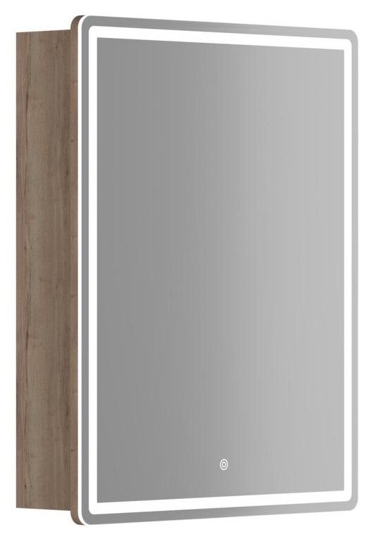 Зеркальный шкаф SANCOS Mirror MI60EG, 59х74 см, с LED подсветкой, дуб галифакс натуральный, R фото 1