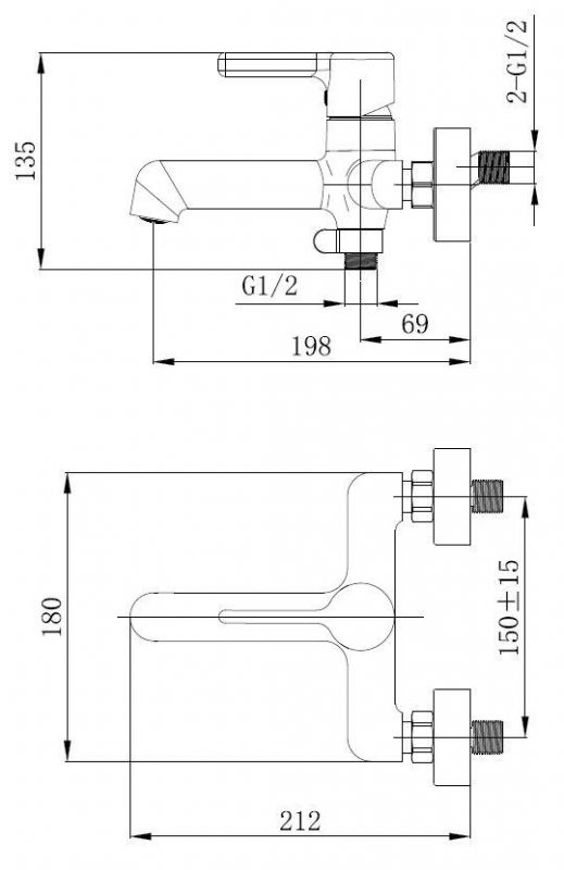 Смеситель для ванной VODA Column CLM54