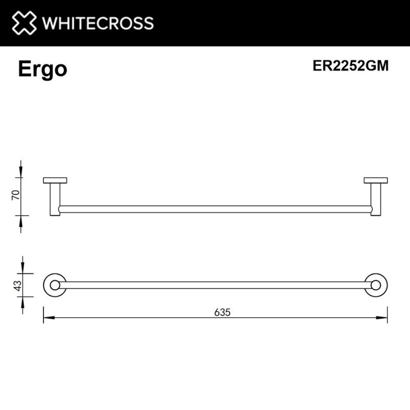 Полотенцедержатель WHITECROSS Ergo ER2252GM, оружейная сталь, 60 см