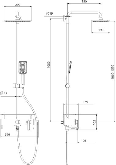 Душевая стойка Lemark Mista LM6462WG золото/белая