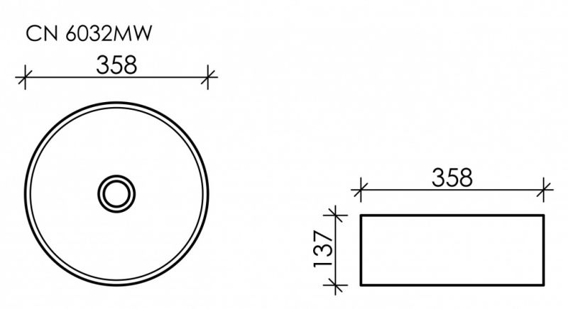 Раковина-чаша круглая Ceramica Nova Element CN6032MW  Ø36 белый матовый