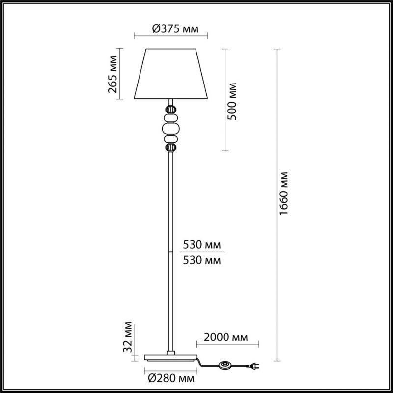 Торшер Odeon Light SOCHI E27 1*60W 40W E27 220V  4896/1F фото 2