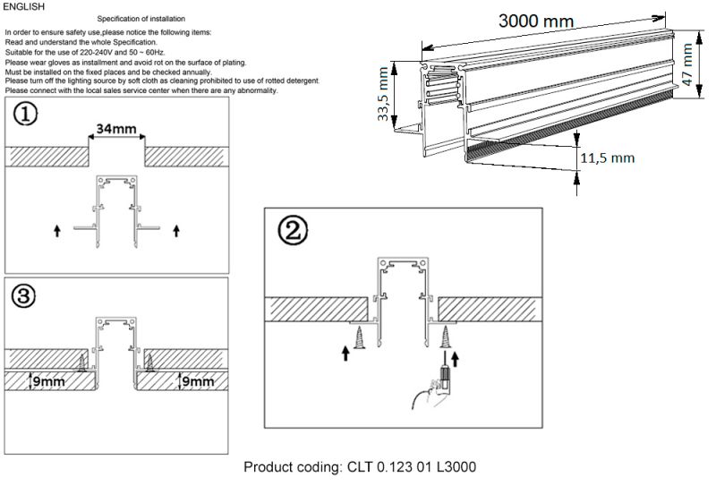 Шинопровод магнитный накладной Crystal Lux CLT 0.123 01 L3000 WH