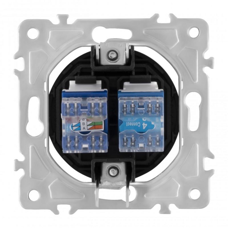 Розетка телефонная RJ11 + интернет RJ45 202.44-1.shampan Arte Milano фото 3