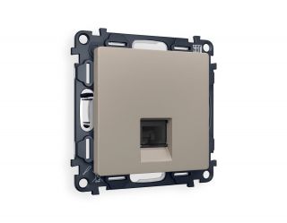 Комплект механизма телефонной розетки Ambrella Volt ALFA Серо-бежевый матовый RJ-11(4P4C) с шторкой (AP3720, VM190) MA372030