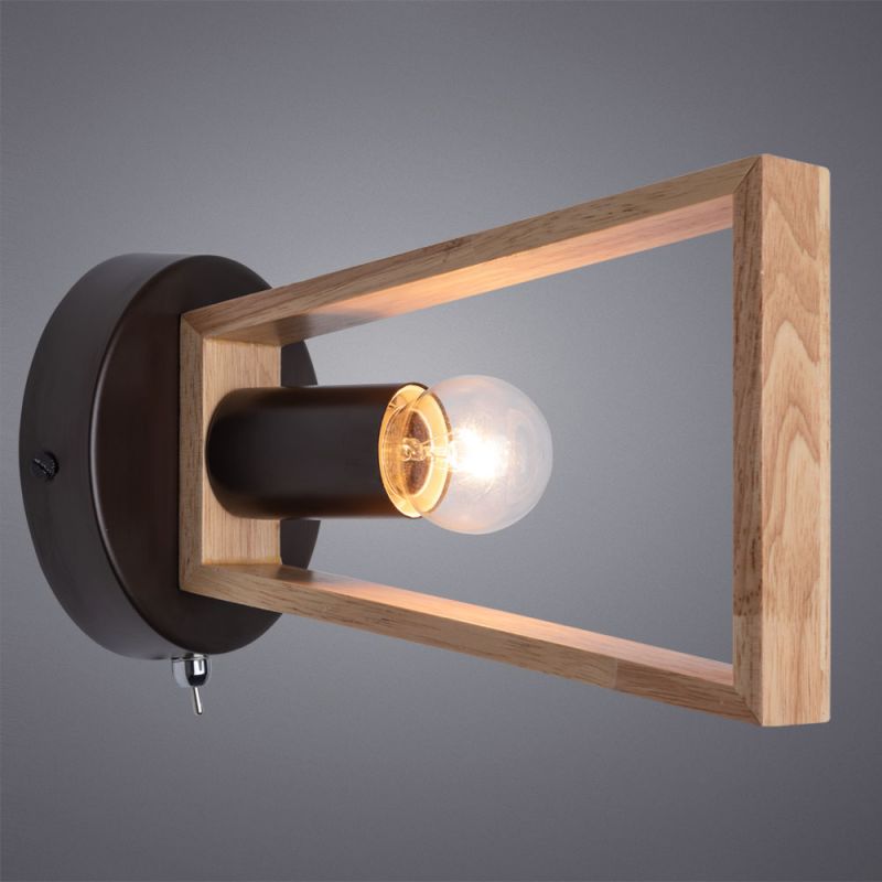 Настенный светильник с деревянным плафоном Arte Lamp BRUSSELS A8030AP-1BK фото 2