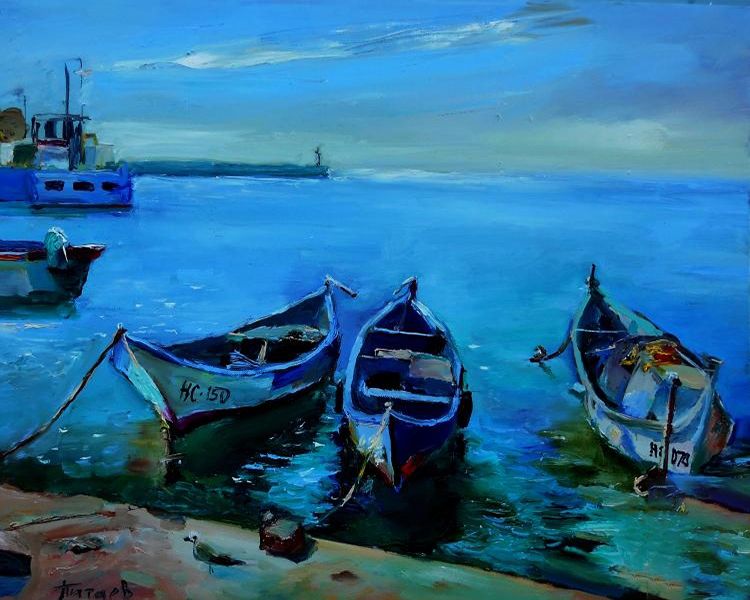Картина "Лодки в порту Несебра" Питаев Валерий