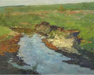 Картина "Вечер на реке" 30x40 Вилков Андрей